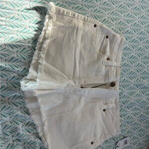 Volcom White Frayed Hem Women's Denim Shorts